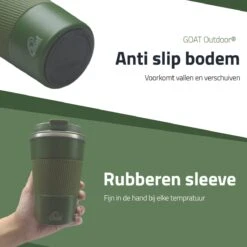 GOAT Outdoor RVS Koffiebeker To Go - Thermosbeker - Theebeker - Reisbeker - Lekvrij - 380ml - Groen -Woonkeuken Winkel 1200x1200 1220