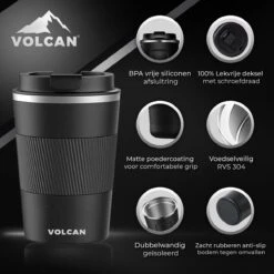Volcan RVS Koffiebeker To Go Met Sleeve - Thermosbeker - Theebeker - Coffee - Zwart -Woonkeuken Winkel 1200x1200 1232