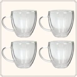OTIX Dubbelwandige Koffieglazen - Koffiekopjes - 180 Ml - Set Van 4 - Transparant - Latte Macchiato Glazen -Woonkeuken Winkel 1200x1200 1292