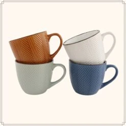 OTIX Koffiekopjes - Met Oor - Set Van 4 - Verschillende Kleuren - Aardewerk - 250 Ml -Woonkeuken Winkel 1200x1200 1319