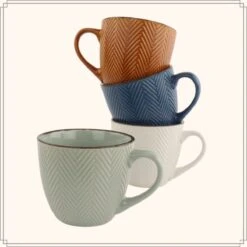 OTIX Koffiekopjes - Met Oor - Set Van 4 - Verschillende Kleuren - Aardewerk - 250 Ml -Woonkeuken Winkel 1200x1200 1324