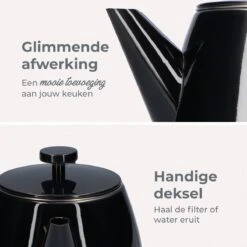 Vaja® Theepot Juliette Met Filter - Dubbelwandig -Theekan 1.0L - Glimmend Zwart -Woonkeuken Winkel 1200x1200 1396