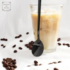 House Of Husk Latte Macchiato Lepels Set - Lange Theelepels - Koffielepels - Longdrinklepels - Sorbetlepels - Barlepel - RVS - 6 Stuks - 20CM - Zwart -Woonkeuken Winkel 1200x1200 140