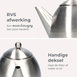 Vaja Valerie - Theepot Met Filter - Dubbelwandig - RVS - 1.2L -Woonkeuken Winkel 1200x1200 1409