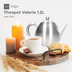 Vaja Valerie - Theepot Met Filter - Dubbelwandig - RVS - 1.2L -Woonkeuken Winkel 1200x1200 1412