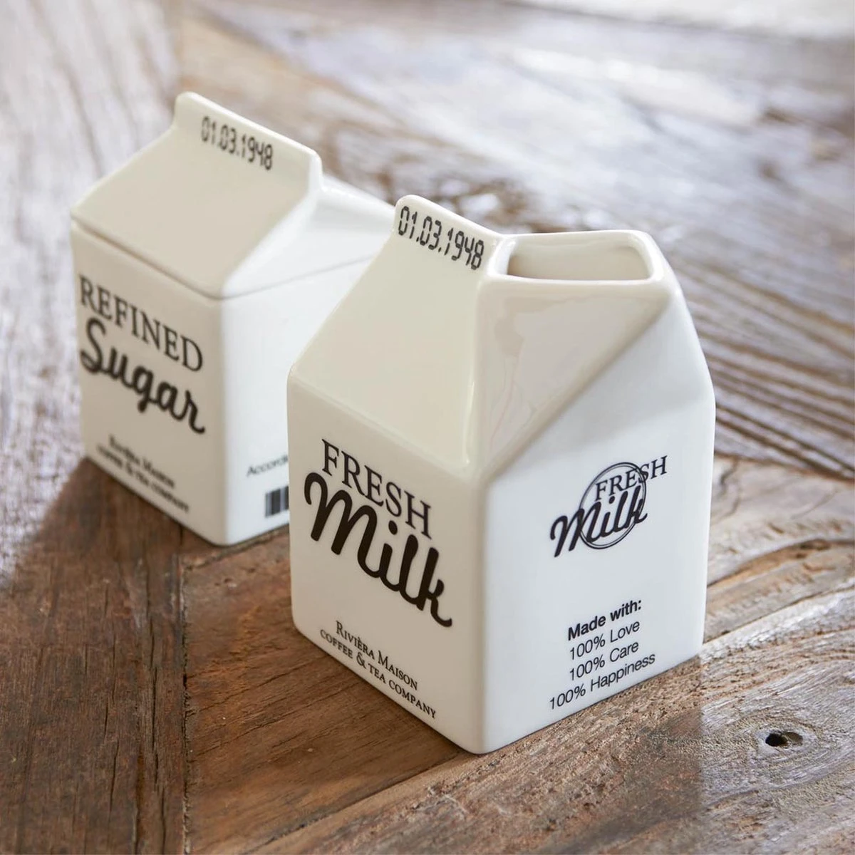 Riviera Maison Melkkan, Voorraadpot Melk Met Tekst - Carton Jar Milk - Wit - Porselein - 1 Stuk 4 Riviera Maison Melkkan, Voorraadpot Melk Met Tekst - Carton Jar Milk - Wit - Porselein - 1 Stuk - Afbeelding 2
