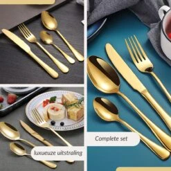SensaHome - 20-Delige Bestek Set - Inclusief Mes/Vork/Lepel - 4 Personen - Goud 38 SensaHome - 20-Delige Bestek Set - Inclusief Mes/Vork/Lepel - 4 Personen - Goud -Woonkeuken Winkel 1200x1200 15