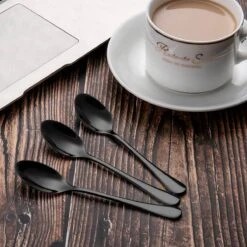 Alheco 6 Ovale Theelepels - 12.3cm - RVS Theelepeltjes - Zwart -Woonkeuken Winkel 1200x1200 156