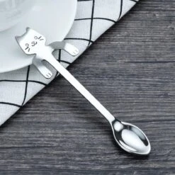 Merkloos 4 Theelepels Hangende Kat - Katten Koffielepel - RVS - Zilverkleurig -Woonkeuken Winkel 1200x1200 165