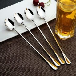 Somstyle Lange Lepels Set 19.5 CM Geschikt Voor Dessert, Latte Macchiato, Yoghurt, Cocktail Of Koffie - 6 Stuks - RVS - Zilver -Woonkeuken Winkel 1200x1200 180