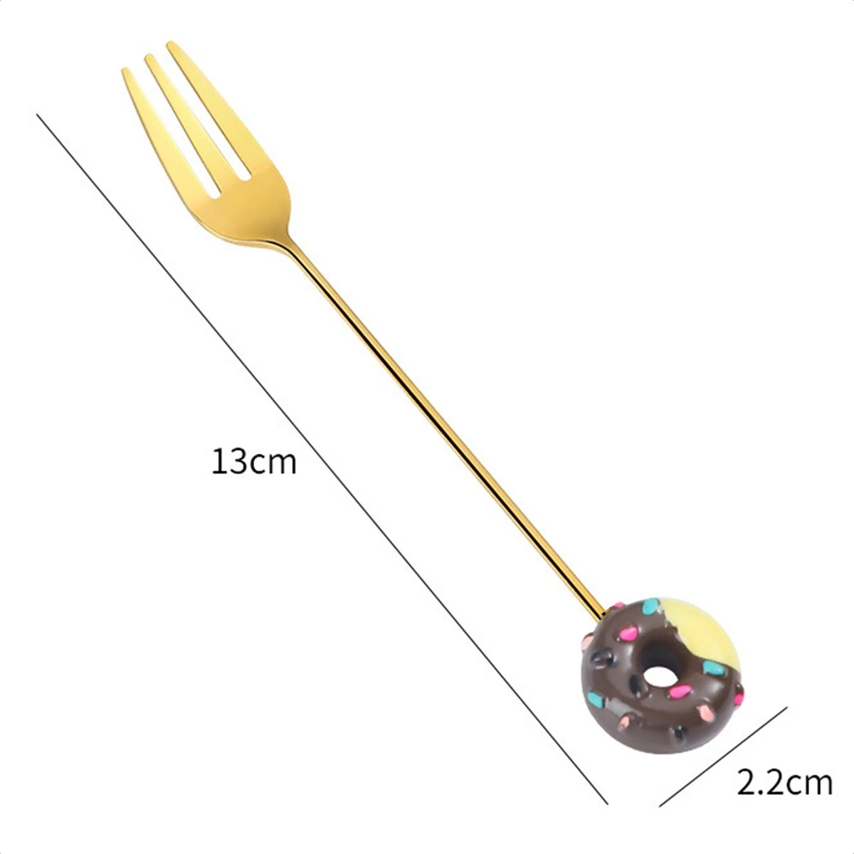 Gebaksvorkjes Donut Set Van 4 Taartvorkjes - Goud 4 Gebaksvorkjes Donut Set Van 4 Taartvorkjes - Goud - Afbeelding 2