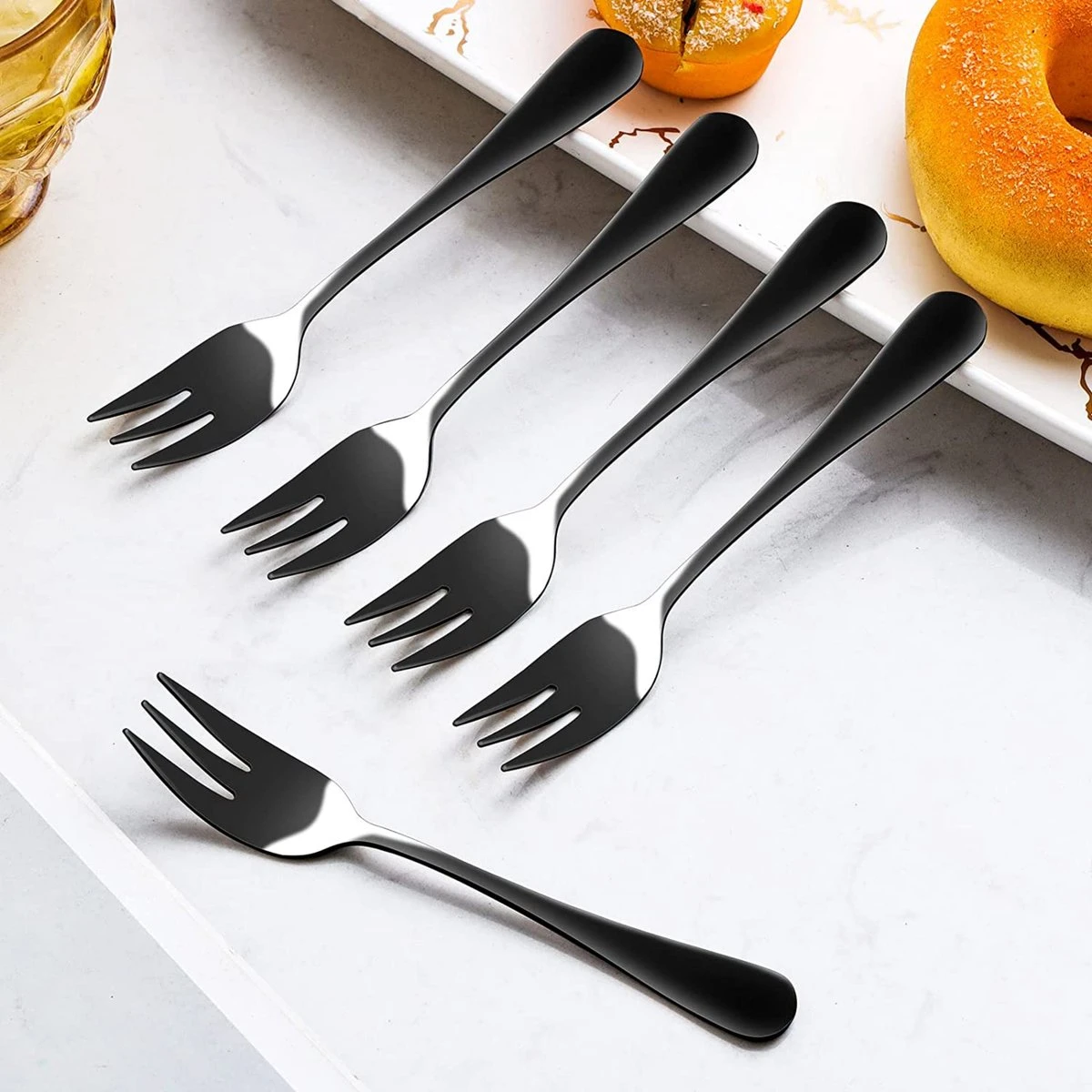 House Of Husk® Gebaksvorkjes - Dessertvorken - Taartvorkjes - Cocktailvorken - Klein Vorkjes - 12 Stuks - RVS - Zwart 5 House Of Husk® Gebaksvorkjes - Dessertvorken - Taartvorkjes - Cocktailvorken - Klein Vorkjes - 12 Stuks - RVS - Zwart - Afbeelding 3