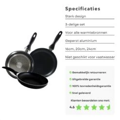 Cheqo® PRO 3-Delige Koekenpannenset - Koekenpan Set - Pannenset - Geperst Aluminium - Geschikt Voor Gas, Elektrisch, Keramisch, Halogeen Koken 13 Cheqo® PRO 3-Delige Koekenpannenset - Koekenpan Set - Pannenset - Geperst Aluminium - Geschikt Voor Gas, Elektrisch, Keramisch, Halogeen Koken -Woonkeuken Winkel 1200x1200 327
