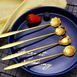 Fako Bijoux® - 8 Lange Lepels Bloem Motief - Latte Macchiato - Longdrink - Cocktail - Dessert - IJs - Koffie - Goud - 8 Stuks - Bewaarzakje -Woonkeuken Winkel 1200x1200 42