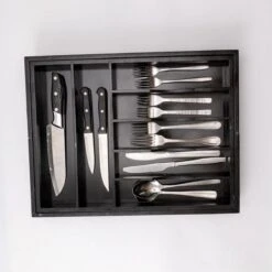 Merkloos Decopatent® Uitschuifbaar Bestekbak - Besteklade - 7 Vaks -> Uitschuifbaar Naar 9 Vakken - Bestekbakken Organizer - Bamboe - Zwart -Woonkeuken Winkel 1200x1200 48