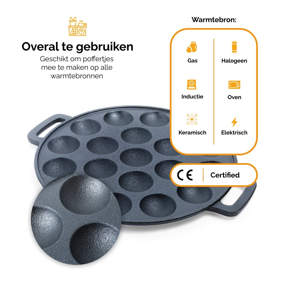 CuisiNoon® Poffertjespan Premium - Complete Poffertjesmaker Set - Inclusief Bakboek 9 CuisiNoon® Poffertjespan Premium - Complete Poffertjesmaker Set - Inclusief Bakboek - Afbeelding 7