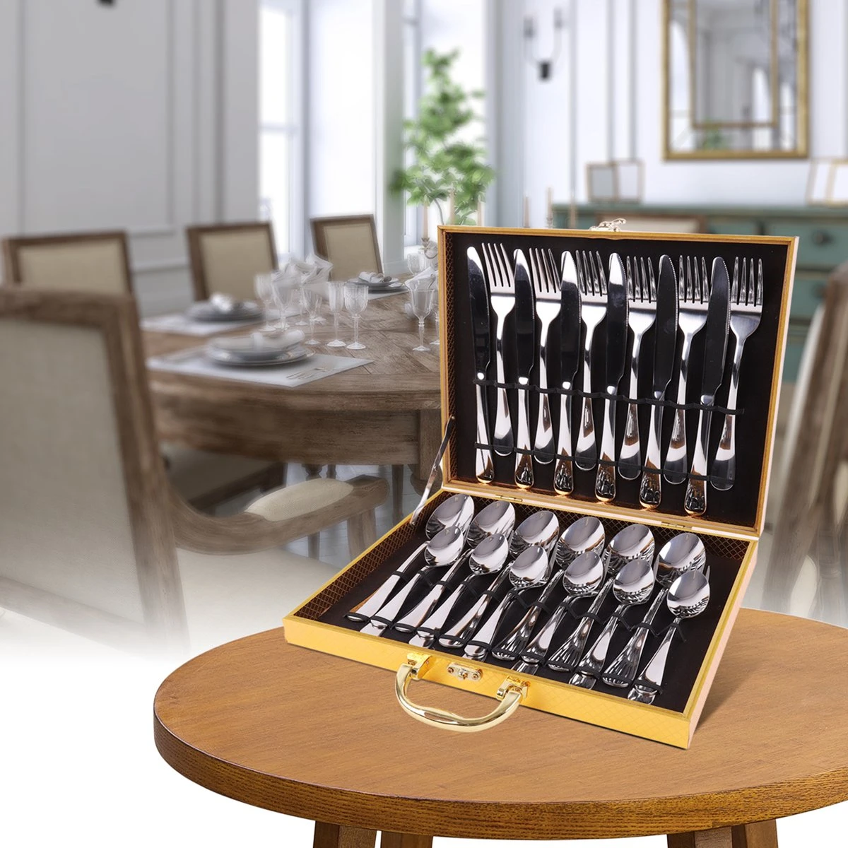 Grandlux Bestekset 6 Persoons 30-delig - Zilver Bestek - Messen, Vorken, Lepels - Cutlery Set - RVS 4 Grandlux Bestekset 6 Persoons 30-delig - Zilver Bestek - Messen, Vorken, Lepels - Cutlery Set - RVS - Afbeelding 2
