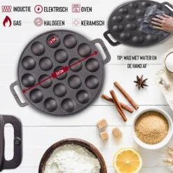 Rednas Poffertjespan Pakket - Incl. Luxe Giftbox - Incl.Bakkwast/Vork/Doseerfles - RVS/Gietijzer -Woonkeuken Winkel 1200x1200 510