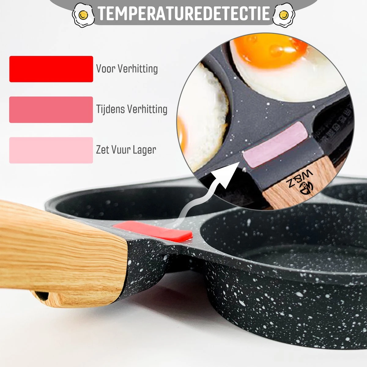 W&Z® Pannenkoekenpan Inductie - Pancake Pan - Omeletpan - Omeletmaker -Eierpan- Anti Aanbak - 4 Vakjes 6 W&Z® Pannenkoekenpan Inductie - Pancake Pan - Omeletpan - Omeletmaker -Eierpan- Anti Aanbak - 4 Vakjes - Afbeelding 4