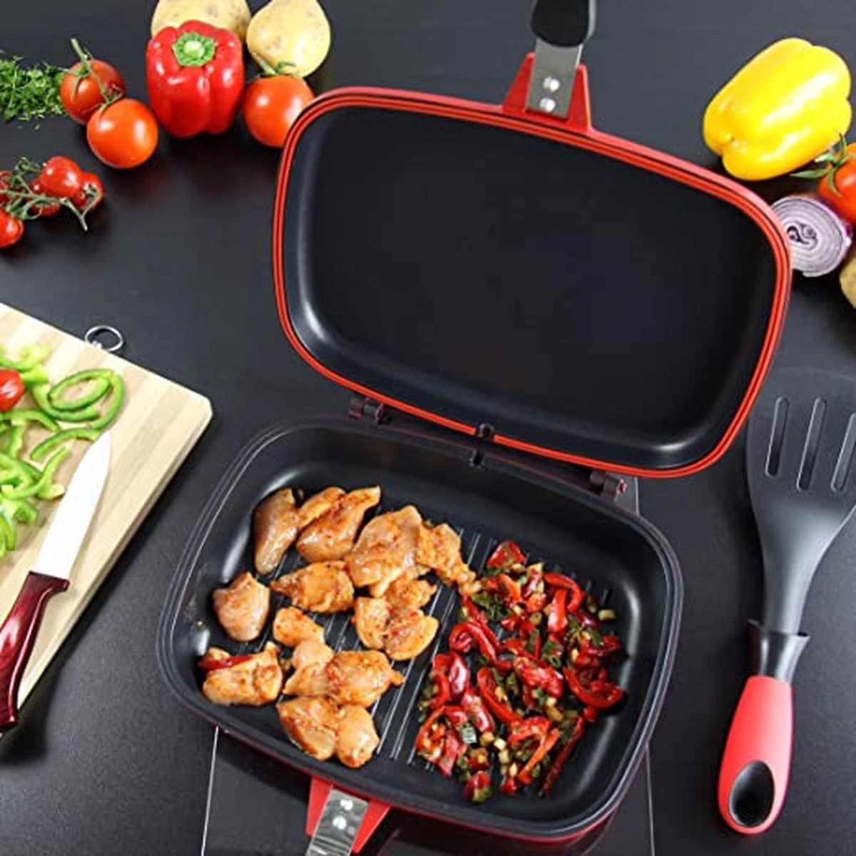 Herenthal Dubbele Grillpan - Ø 28 Cm - Koekenpan - Keramische Pan - Marmeren Coating Met Antiaanbaklaag - PFAS & PFOA Vrij - Pan - Grill - Vermindert Geur, Rook En Oliespatten - Zilver 4 Herenthal Dubbele Grillpan - Ø 28 Cm - Koekenpan - Keramische Pan - Marmeren Coating Met Antiaanbaklaag - PFAS & PFOA Vrij - Pan - Grill - Vermindert Geur, Rook En Oliespatten - Zilver - Afbeelding 2