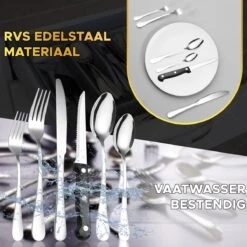Toivo Kitchen Bestekset 4 Persoons - 24 Delig - Lepels Messen Vorken & Steakmessen - Vaatwasserbestendig - Zilver / RVS - Serviessets -Woonkeuken Winkel 1200x1200 65