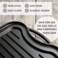 Nuovva Dubbelzijdig Gietijzeren Grillplaat - 50cm X 26cm -Woonkeuken Winkel 1200x1200 653