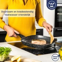 Westinghouse Grillpan - Ø 28 Cm - Zwart Marmer - Geschikt Voor Alle Warmtebronnen Inclusief Inductie - Steakpan Met Antiaanbaklaag- Aluminium -Woonkeuken Winkel 1200x1200 679