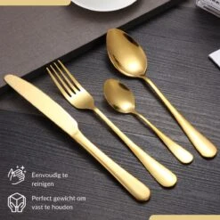 SensaHome - 20-Delige Bestek Set - Inclusief Mes/Vork/Lepel - 4 Personen - Goud 30 SensaHome - 20-Delige Bestek Set - Inclusief Mes/Vork/Lepel - 4 Personen - Goud -Woonkeuken Winkel 1200x1200 7