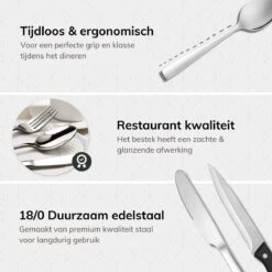 Deleca 8 Persoons Bestekset (48-delig) - Lepels, Messen, Vorken & Steakmessen - Vaatwasserbestendig - Zilver / RVS -Woonkeuken Winkel 1200x1200 72