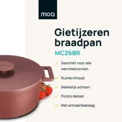 MOA Gietijzeren Braadpan - Inhoud 4,75 Liter - 26CM - Rond - Alle Warmtebronnen - Ook Voor Inductie - Gewicht 5,8 Kg - Bordeaux Rood - MC26BR 13 MOA Gietijzeren Braadpan - Inhoud 4,75 Liter - 26CM - Rond - Alle Warmtebronnen - Ook Voor Inductie - Gewicht 5,8 Kg - Bordeaux Rood - MC26BR -Woonkeuken Winkel 1200x1200 734
