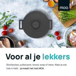 MOA Gietijzeren Braadpan - Inhoud 4,75 Liter - 26CM - Rond - Alle Warmtebronnen - Ook Voor Inductie - Gewicht 5,8 Kg - Zwart - MOAMC26B -Woonkeuken Winkel 1200x1200 767