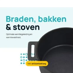 MOA Gietijzeren Braadpan - Inhoud 4,75 Liter - 26CM - Rond - Alle Warmtebronnen - Ook Voor Inductie - Gewicht 5,8 Kg - Zwart - MOAMC26B -Woonkeuken Winkel 1200x1200 768