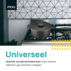 MOA Gietijzeren Braadpan - Inhoud 4,75 Liter - 26CM - Rond - Alle Warmtebronnen - Ook Voor Inductie - Gewicht 5,8 Kg - Zwart - MOAMC26B -Woonkeuken Winkel 1200x1200 770