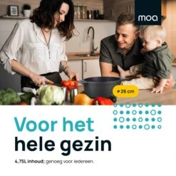 MOA Gietijzeren Braadpan - Inhoud 4,75 Liter - 26CM - Rond - Alle Warmtebronnen - Ook Voor Inductie - Gewicht 5,8 Kg - Zwart - MOAMC26B -Woonkeuken Winkel 1200x1200 771