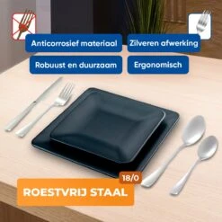 Strex Bestekset 6 Persoons - Zilver - 36-delig - Roestvrij Staal - Lepels, Messen, Vorken En Steakmessen - Hoogwaardige Kwaliteit -Woonkeuken Winkel 1200x1200 78