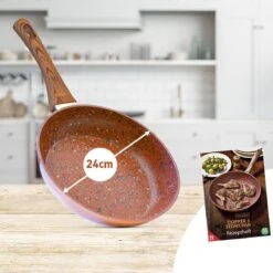 Livington Copper & Stone Pan - 24cm Koekenpan- Anti-aanbaklaag En Krasbestendig - Graniet Look - Binnenste Steenlaag Voor Perfecte Warmteverdeling - Geschikt Voor Ceran, Gas, Elektrisch, Inductie -Woonkeuken Winkel 1200x1200 782