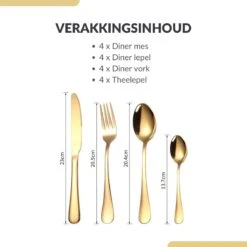 SensaHome - 20-Delige Bestek Set - Inclusief Mes/Vork/Lepel - 4 Personen - Goud 31 SensaHome - 20-Delige Bestek Set - Inclusief Mes/Vork/Lepel - 4 Personen - Goud -Woonkeuken Winkel 1200x1200 8