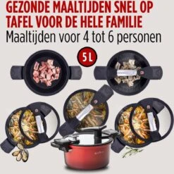 Rosmarino - Snelkookpan Met Glazen Deksel - Zwart - Ø24cm - 5 Liter - 100% PFAS & PFOA Vrij - Aluminium - Pressure Cooker - Non-stick Minerale Coating - Ergonomische Handgrepen - Geschikt Voor Alle Warmtebronnen 22 Rosmarino - Snelkookpan Met Glazen Deksel - Zwart - Ø24cm - 5 Liter - 100% PFAS & PFOA Vrij - Aluminium - Pressure Cooker - Non-stick Minerale Coating - Ergonomische Handgrepen - Geschikt Voor Alle Warmtebronnen -Woonkeuken Winkel 1200x1200 840