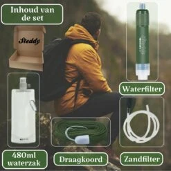 Waterfilter Survival Steddy Pro - Zuiver Gratis Drinkwater - Waterfles Waterzuivering - Waterfilter Kraan - Outdoor - FILTER 4000 LITER! 17 Waterfilter Survival Steddy Pro - Zuiver Gratis Drinkwater - Waterfles Waterzuivering - Waterfilter Kraan - Outdoor - FILTER 4000 LITER! -Woonkeuken Winkel 1200x1200 994