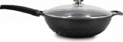 Cheffinger Wokpan Met Deksel - 32cm - Zwart - Pan - Keukenaccessoires -Woonkeuken Winkel 1200x408