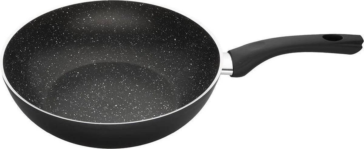 Sola Wokpan Stonehenge - Ø 28 Cm - Zwart/wit - Aluminium - Antiaanbaklaag 3 Sola Wokpan Stonehenge - Ø 28 Cm - Zwart/wit - Aluminium - Antiaanbaklaag