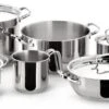 Lagostina Sfisiosa Acciaio SFIZIOSA ACCIAIO 10-delig (hoge Kookpan 22 Cm + Kookpan 18/22 Cm + Hapjespan 24 Cm + Steelpan 14 Cm + Melkpot 12 Cm + Deksels 14/18/22/24 Cm) -Woonkeuken Winkel 1200x559