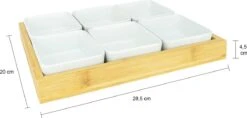 Krumble Borrelplank Met 6 Schaaltjes - Borrelplank - Tapasschaal - Serveerschaal Met Vakjes - Snackschaal - Snack- & Tappasschalen - Serveerplanken- Serveerschalen - Hout En Keramiek - 6 Delig Schaaltjes - Wit En Bruin -Woonkeuken Winkel 1200x571 1