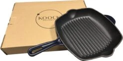 Koock Amsterdam® Grillpan - Geëmailleerd Gietijzer - Geschikt Voor Alle Warmtebronnen - Mat Blauw -Woonkeuken Winkel 1200x602 2