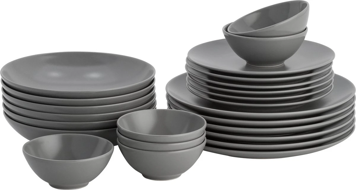 Lite-Body Serviesset Hermes - Grijs Mat - 6 Personen - 24 Delig 3 Lite-Body Serviesset Hermes - Grijs Mat - 6 Personen - 24 Delig