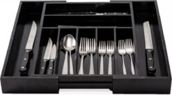 Merkloos Decopatent® Uitschuifbaar Bestekbak - Besteklade - 7 Vaks -> Uitschuifbaar Naar 9 Vakken - Bestekbakken Organizer - Bamboe - Zwart -Woonkeuken Winkel 1200x661