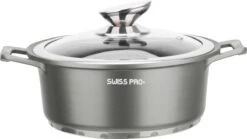 Swiss Pro+ | Set 14 Delige Pannenset | Inductie - Pannensets - Glazen Deksel - Met Afneembare Handgreep - Marmeren Interieur -PFAS-vrij | Grey / Silver -Woonkeuken Winkel 1200x675 1