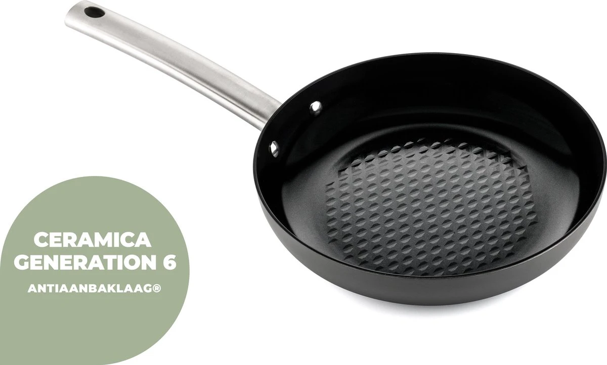 ISENVI Murray Keramische Koekenpan 24 CM - RVS Greep 4 ISENVI Murray Keramische Koekenpan 24 CM - RVS Greep - Afbeelding 2