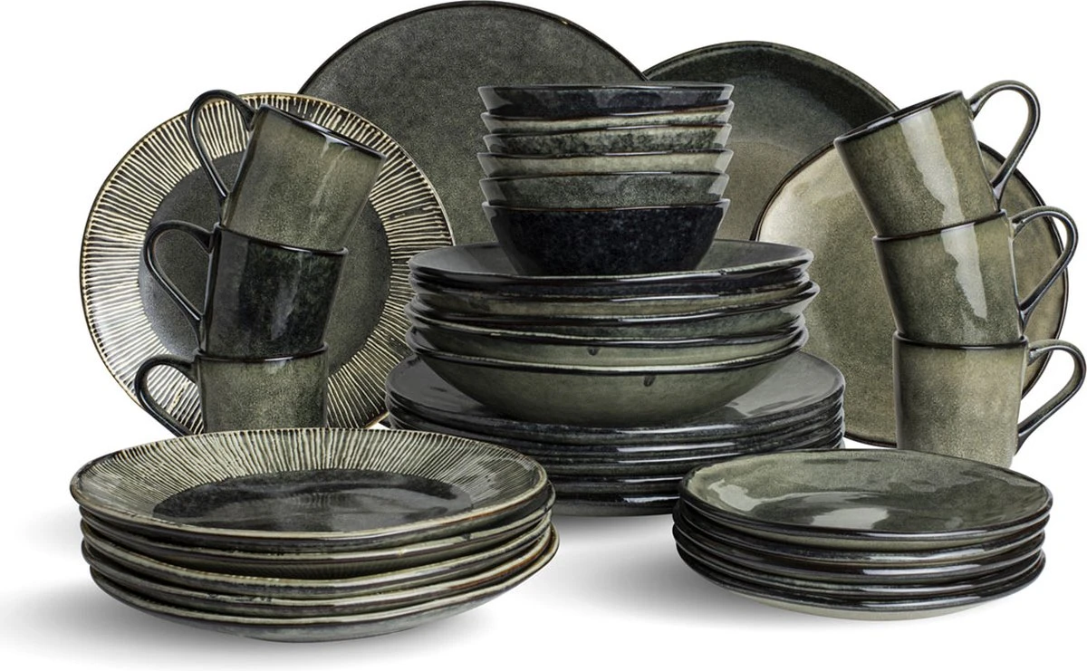 Dutch Rose Organic - Dutch Rose Set 36 Delig Servies Groen 3 Dutch Rose Organic - Dutch Rose Set 36 Delig Servies Groen