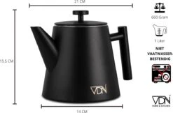 VDN RVS Theepot Dubbelwandig Met Filter - Zwarte Theekan 1 Liter - 902 -Woonkeuken Winkel 1200x785 3
